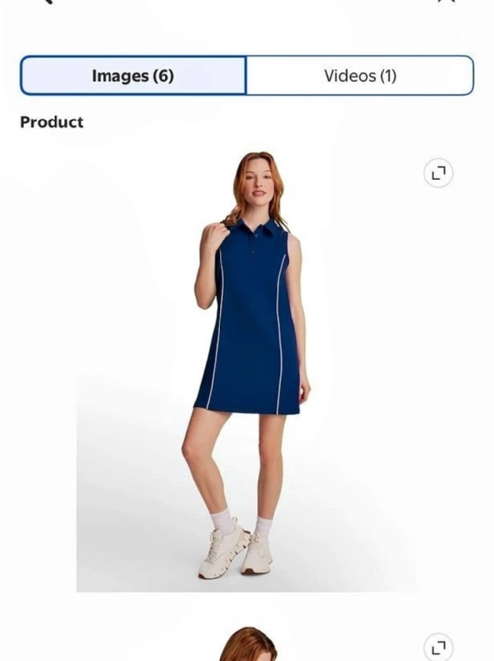 Stretch-Cotton Sleeveless Polo Dress Women's Blue Sleeveless